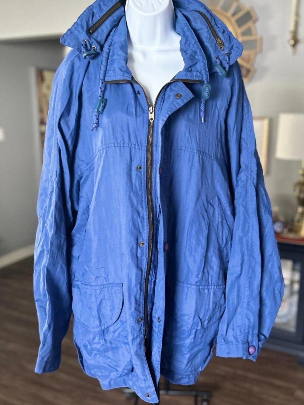 Vintage 1993 Gap Blue Sailing Jacket with Zipper Hood Size Medium Men's